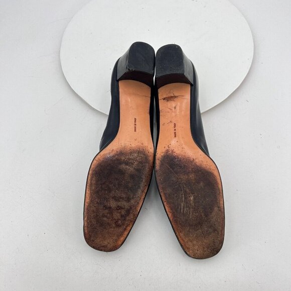 Salvatore Ferragamo Women Size 10 AAAA Black Leather Bow Block Low Heel Shoes - Picture 7 of 13